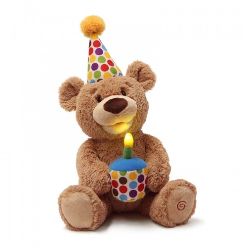 Gund Happy Birthday Bear Animated Plush Toy 14"| 0 months+ | Peek-a-boo Plush Toy | Baby Soft Toy | Stuffed Toy